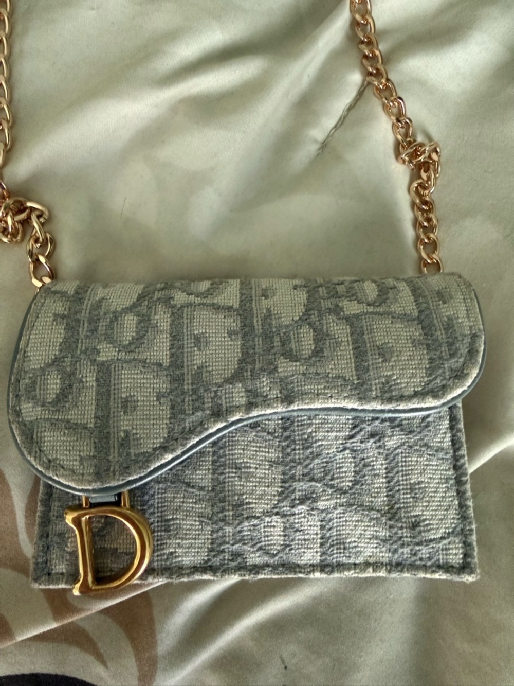 Christian Dior Oblique Jacquard Compact Wallet on Chain